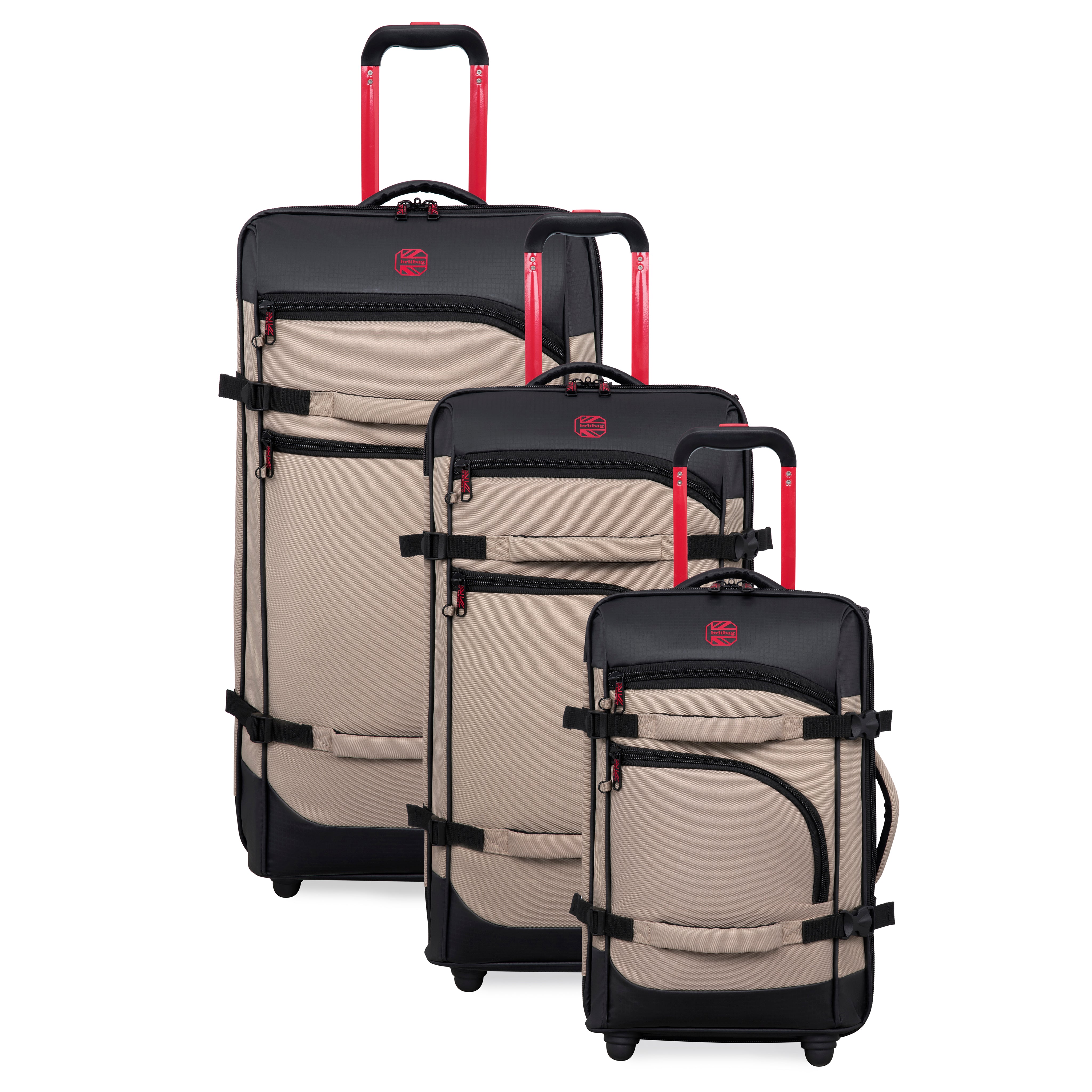 BRITBAG Persevering - 2-Wheel Duffle Bag 3pc Set (Cobblestone / Black) - Image 2