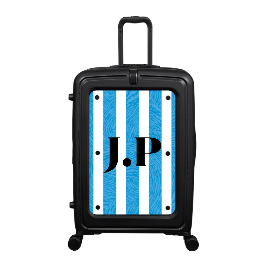 Modify - Suitcase with Personalised Panel (Blue Stripe Shirt - Initials)
