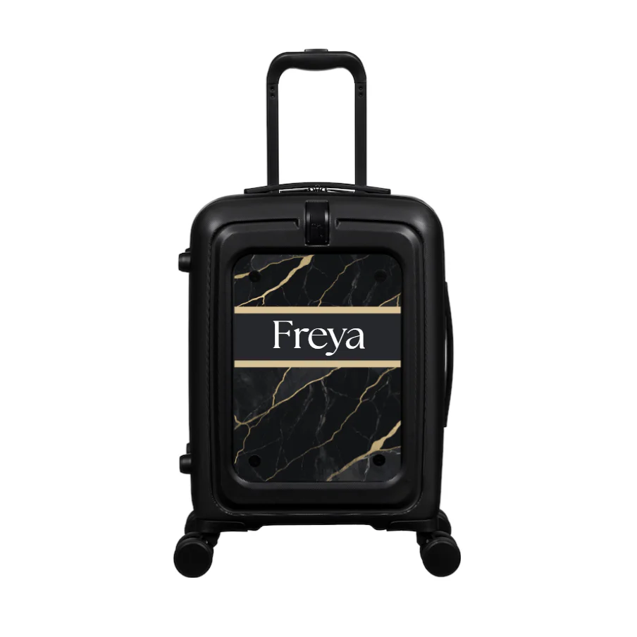 Modify - Suitcase with Personalised Panel (Golden Black Marble Stripe - Name) - Image 2