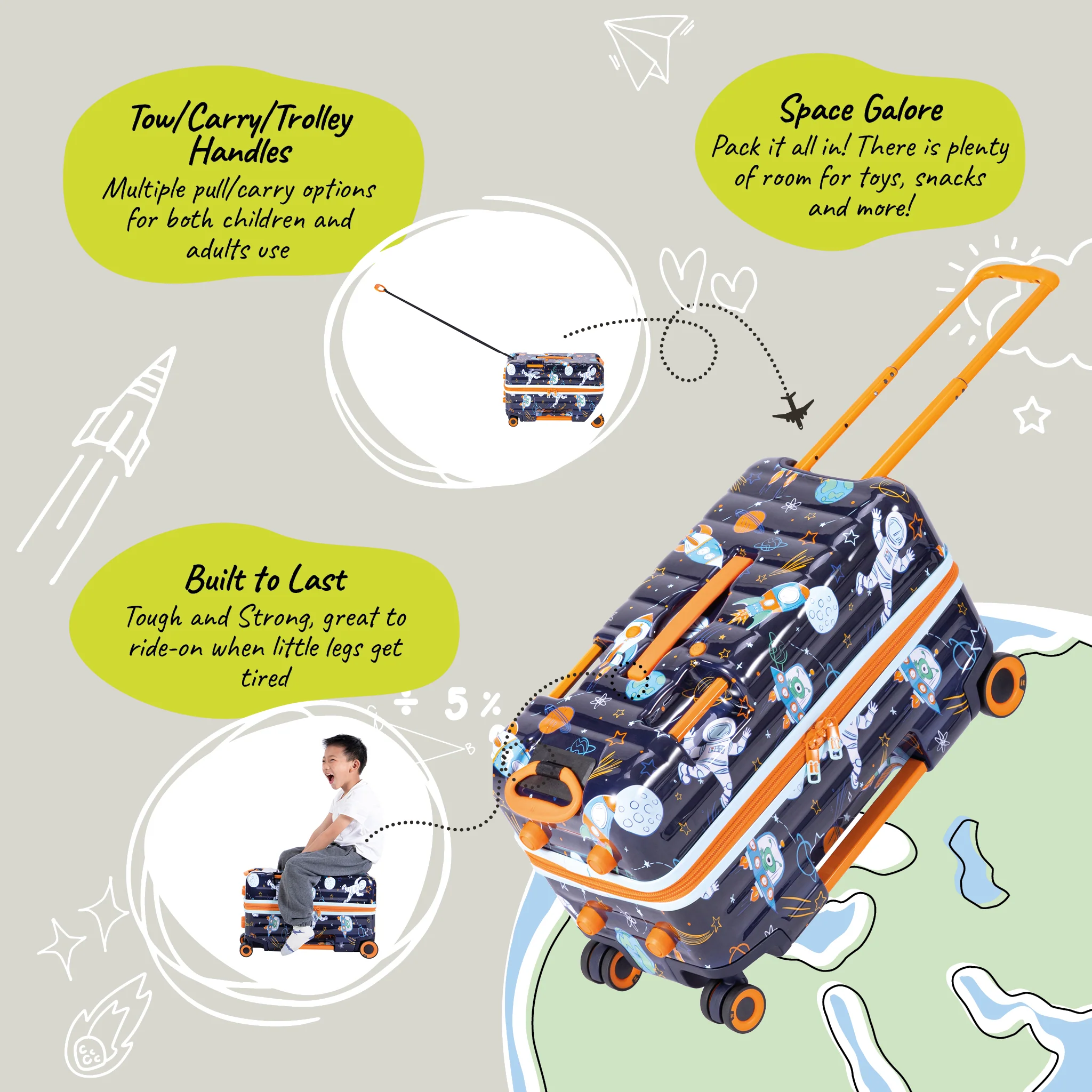 Trunkryder - Kids Ride-On Suitcase (Spaceship) - Image 21